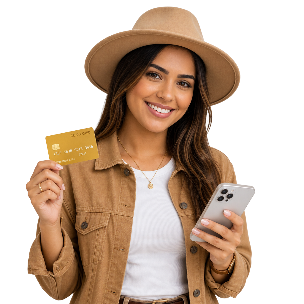 Pessoa com cartão e smartphone